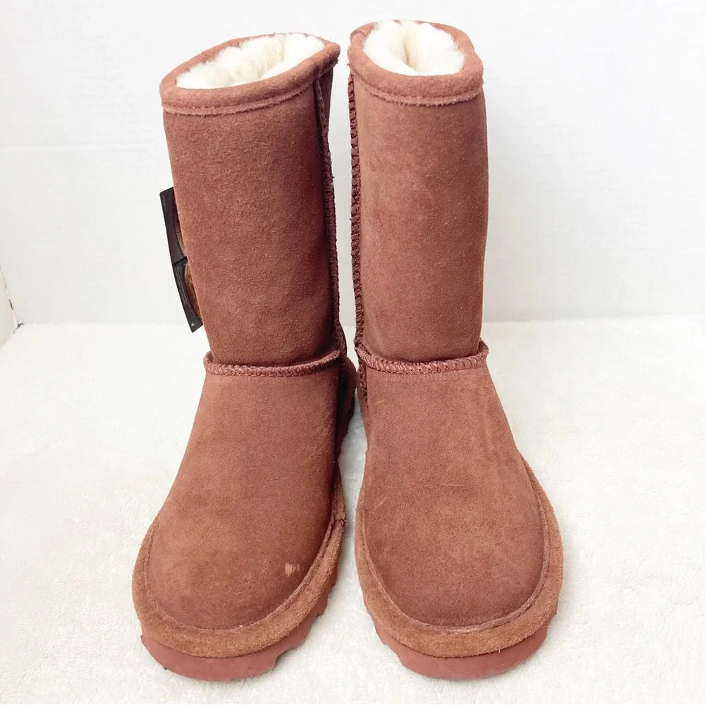 BEARPAW SHERPA LINED SUEDE BOOTS SIZE 6 WOMENS BROWN TALL